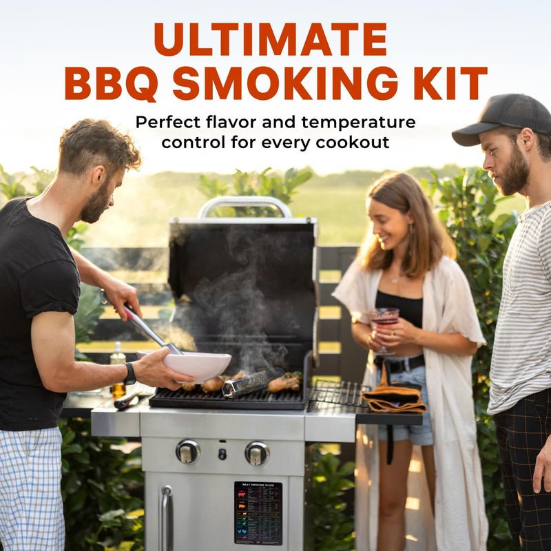 Levain & Co BBQ Meat Temperature Magnet & Pellet Smoker Tube Bundle – Durable Meat Smoking Guide & Stainless Steel Pellet Smoker Tube for Gas, Charcoal, & Electric Grills – Essential BBQ & Grilling Accessories - Image 2